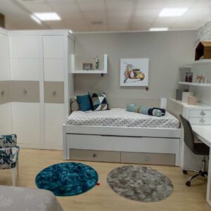 Dormitorio juvenil lacado blanco y arena