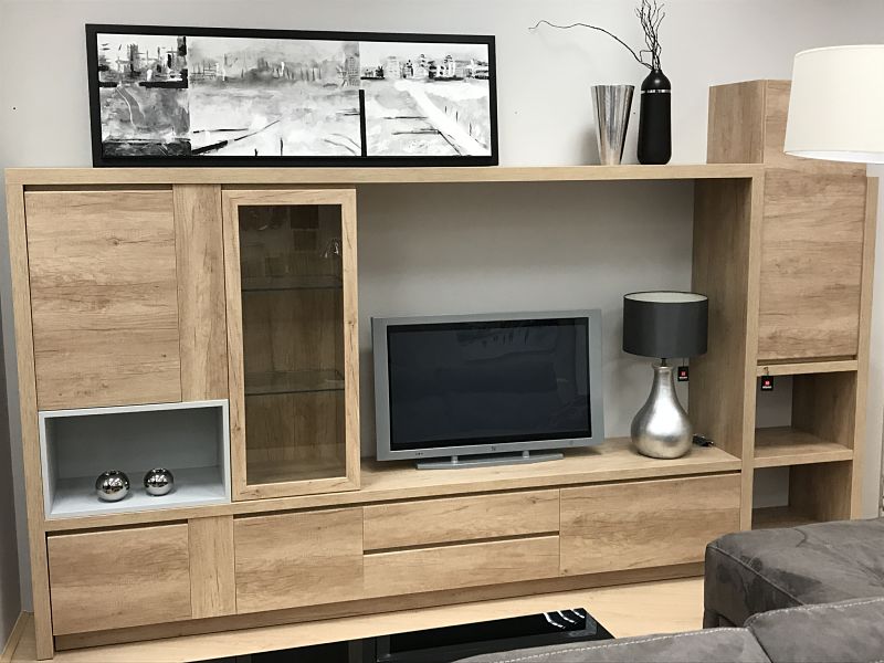 Salón completo moderno en madera de roble - Alcon Mobiliario