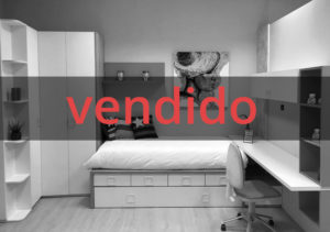 Dormitorio juvenil blanco y rojo