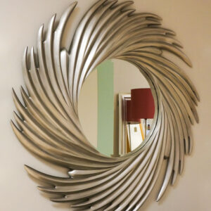 Espejo en espiral con acabado en gris metalizado. Espejos en Vitoria-Gasteiz en Alcon Mobiliario.