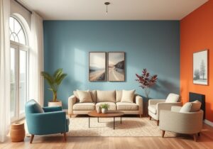 Como combinar muebles de distintos colores: salón de diferentes colores.